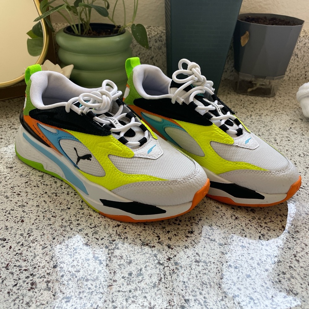 Puma Boys White and Neon Sneakers